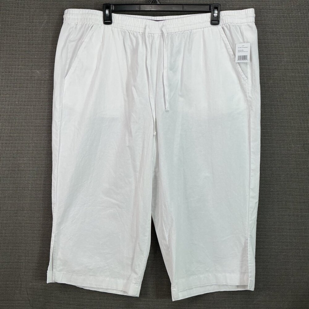 Gloria Vanderbilt Blaine Womens size 2X White Pull-On Crop Pants With Slit